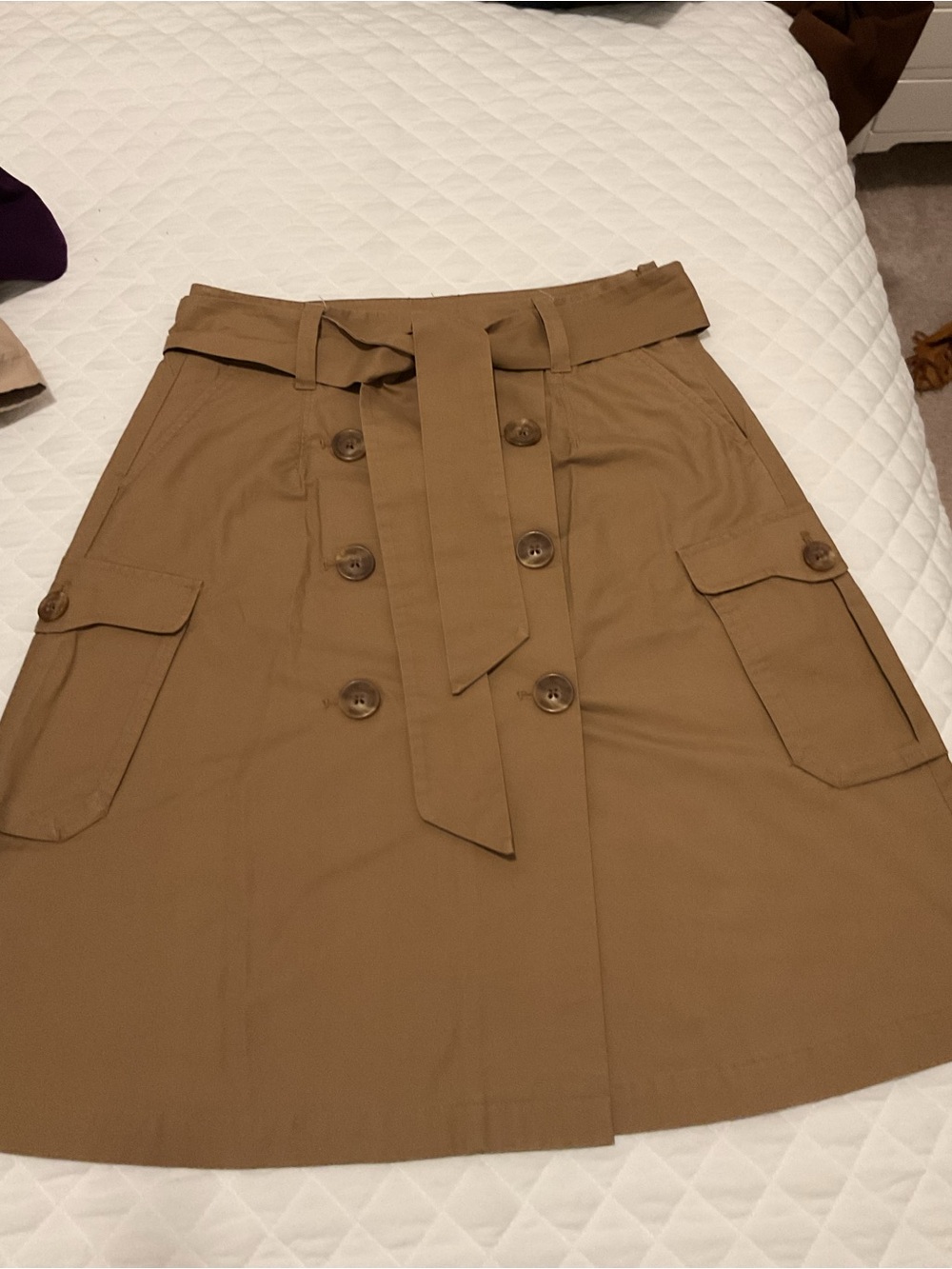 GAP Camel Belted A-Line Utility Skirt with belt